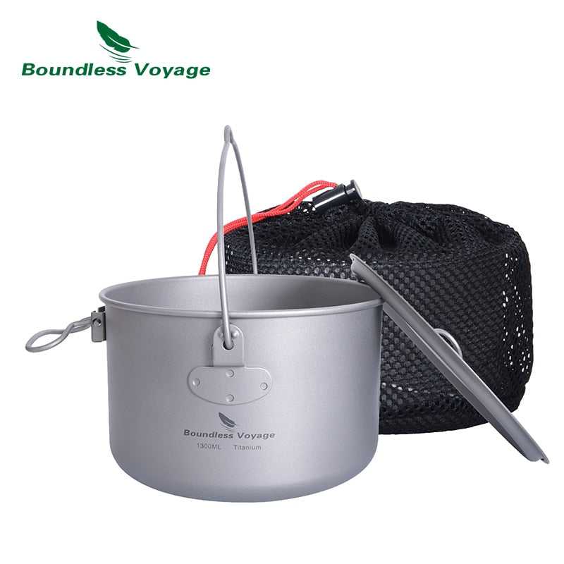 Boundless Voyage Outdoor Titanium Hanging Pot with Handle - 2B Above All