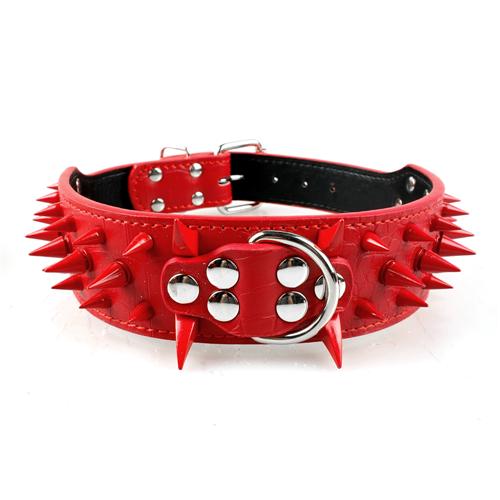 Wide Sharp Spiked Studded Leather Dog Collars - 2B Above All