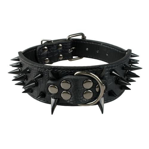 Wide Sharp Spiked Studded Leather Dog Collars - 2B Above All