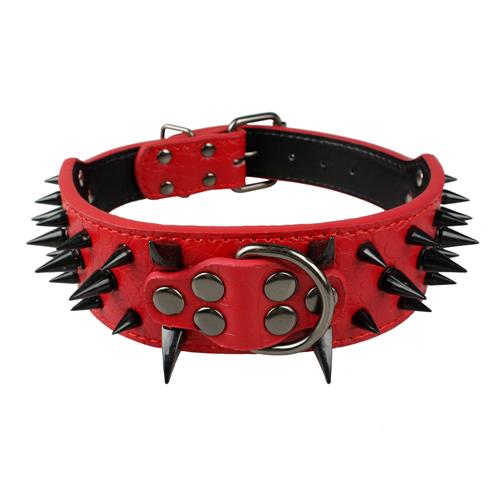 Wide Sharp Spiked Studded Leather Dog Collars - 2B Above All