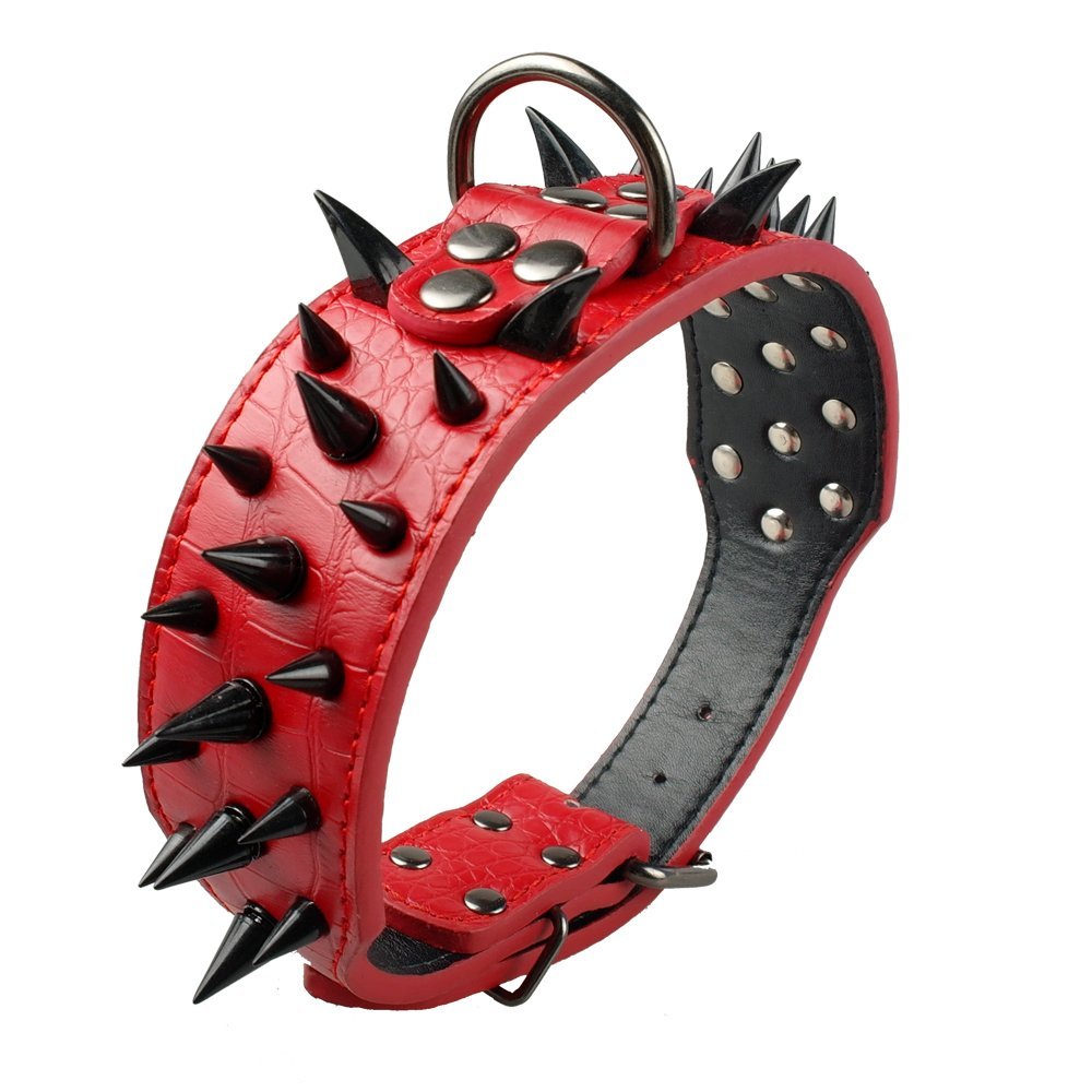 Wide Sharp Spiked Studded Leather Dog Collars - 2B Above All