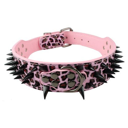 Wide Sharp Spiked Studded Leather Dog Collars - 2B Above All