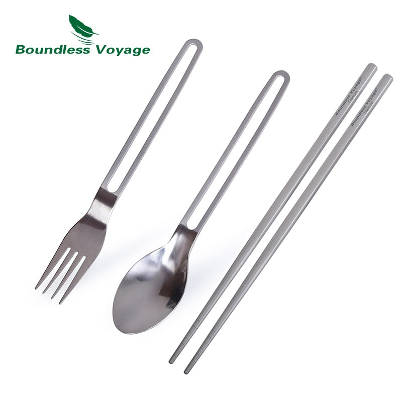 Boundless Voyage Camping Titanium Fork Spoon Chopsticks Set - 2B Above All